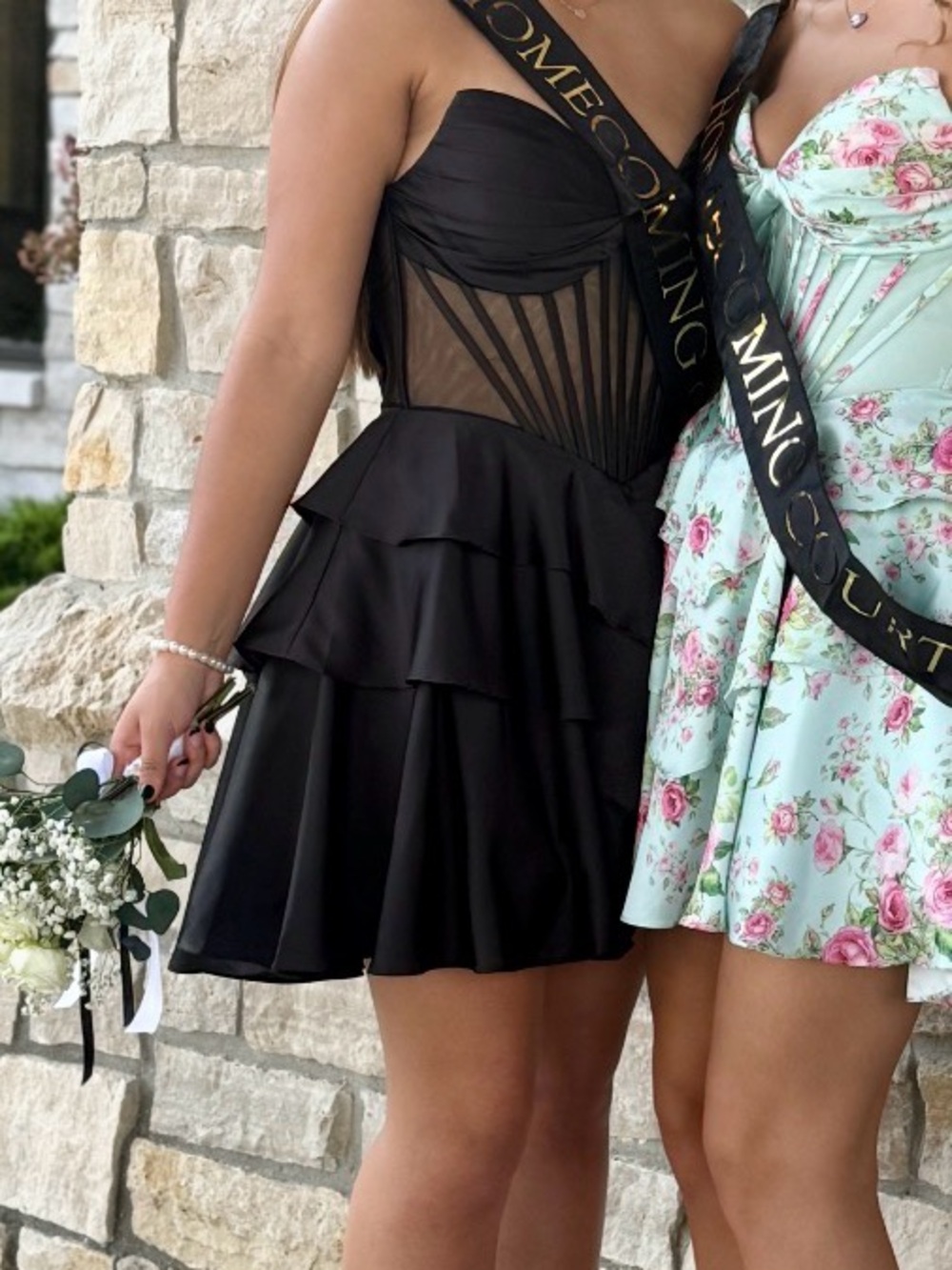 Alyce Paris Black Strapless Tiered Ruffle Mini Dress